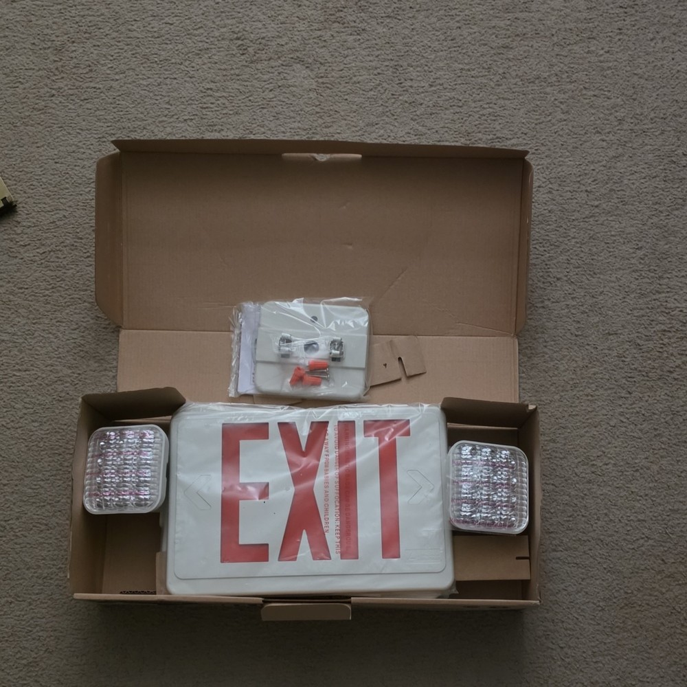 Lithonia Lighting LED Exit Sign Combo with Emergency Lights & Adjustable Heads