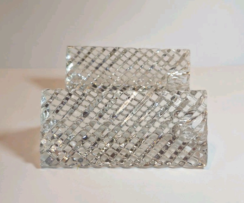 Rogaska Crystal Triangular Candle Holder/ Cut Ribbed Pattern / 5"