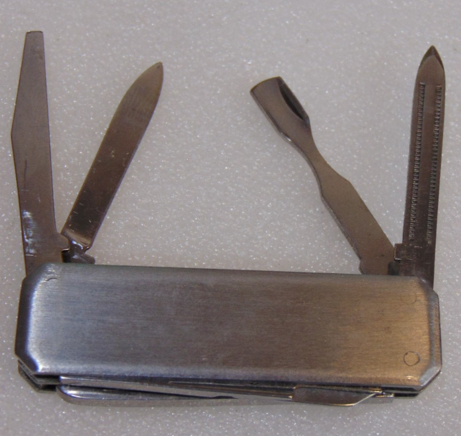Personalized Vintage Multi Tool Pocket Knife WWS Initials Sheath Folding Scissor