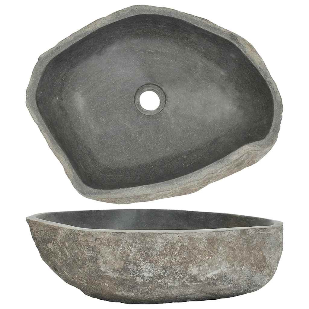 Wash Basin Small Wash Sink Bathroom Basin Natural River Stone Oval vidaXL