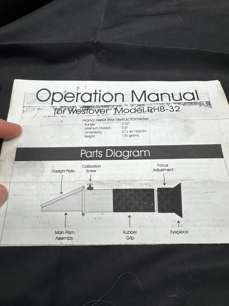 Vintage Westover Model RHB-32 Hand Held Brix Refractometer