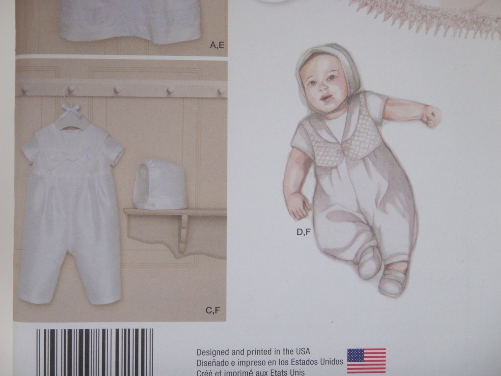Simplicity 8024 Babies Christening Sets With Bonnets Pattern Sz XXSmall-Medium
