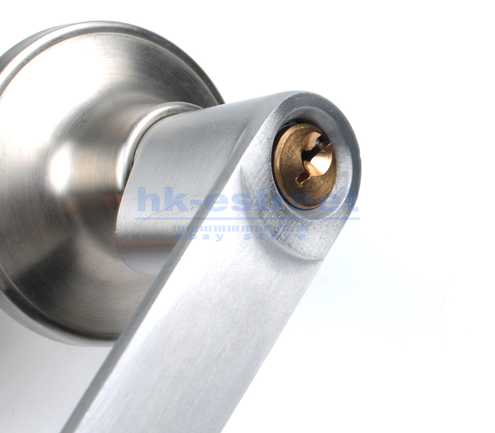 Entry Door Lever Lock Set Privacy Keyed Knobs Lockset Handle+2 Keys Satin Nickel