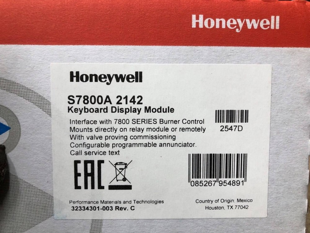 Honeywell Keyboard Display Module S7800A2142
