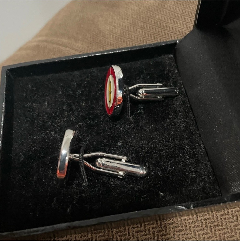 The Flash DC Comics CUFFLINKS Lightning Bolt RED YELLOW & SILVER TONE (Set)
