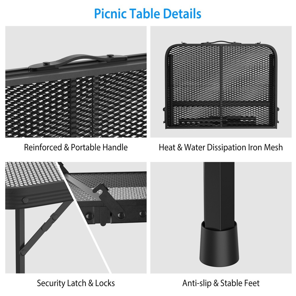 Foldable Camping Table Collapsible Picnic Aluminum Grill Stand Adjustable Table