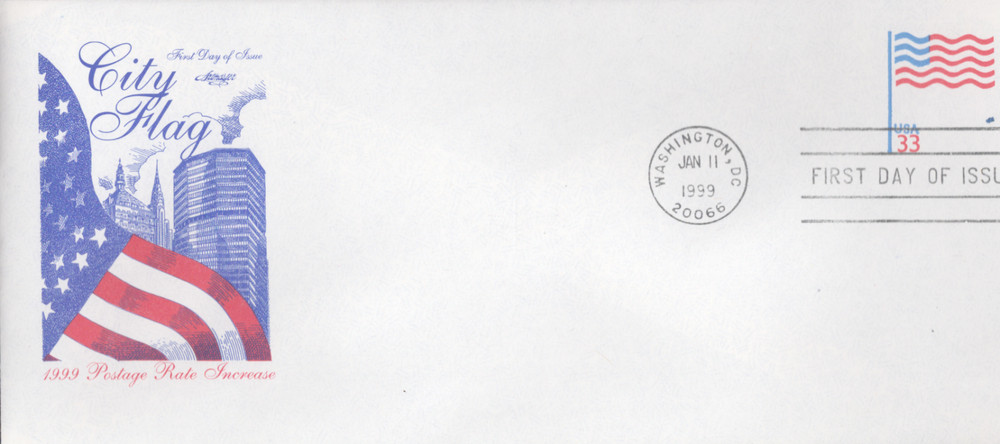 1999 First Day Stamped Envelope - Scott# U643 - Artmaster Cachet  Size 9