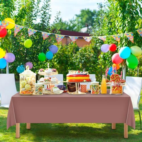 12 Pcs Plastic Tablecloth for Rectangle 54" X 108" Rectangle (12 Pcs) Brown