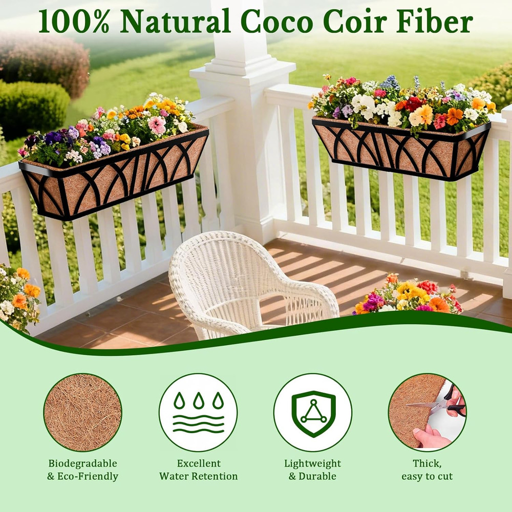 Halatool 2 Pack 24 Inch Window Box Liners, Pre-Formed Coco Fiber Replacement Lin