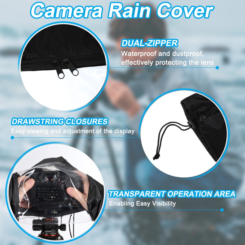 Camera Rain Cover, 2Pcs Waterproof Camera Sleeve Protector, Black