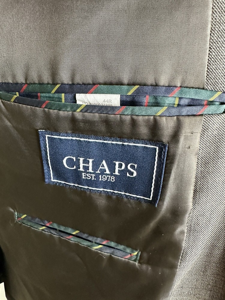 Chaps Men’s 44R Brown Wool 2 Button Notch Lapel Blazer