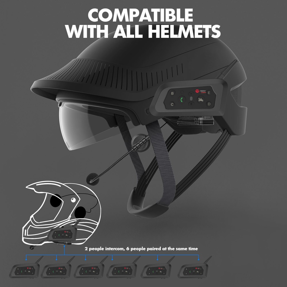 A pair V6 Pro Motorcycle Helmet Bluetooth Headset 6 Riders Communication System