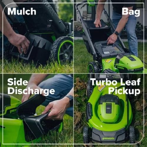 Greenworks POWERALL 3pc Combo Kit - 21" Lawn Mower 12" String Trimmer 320 CFM Le