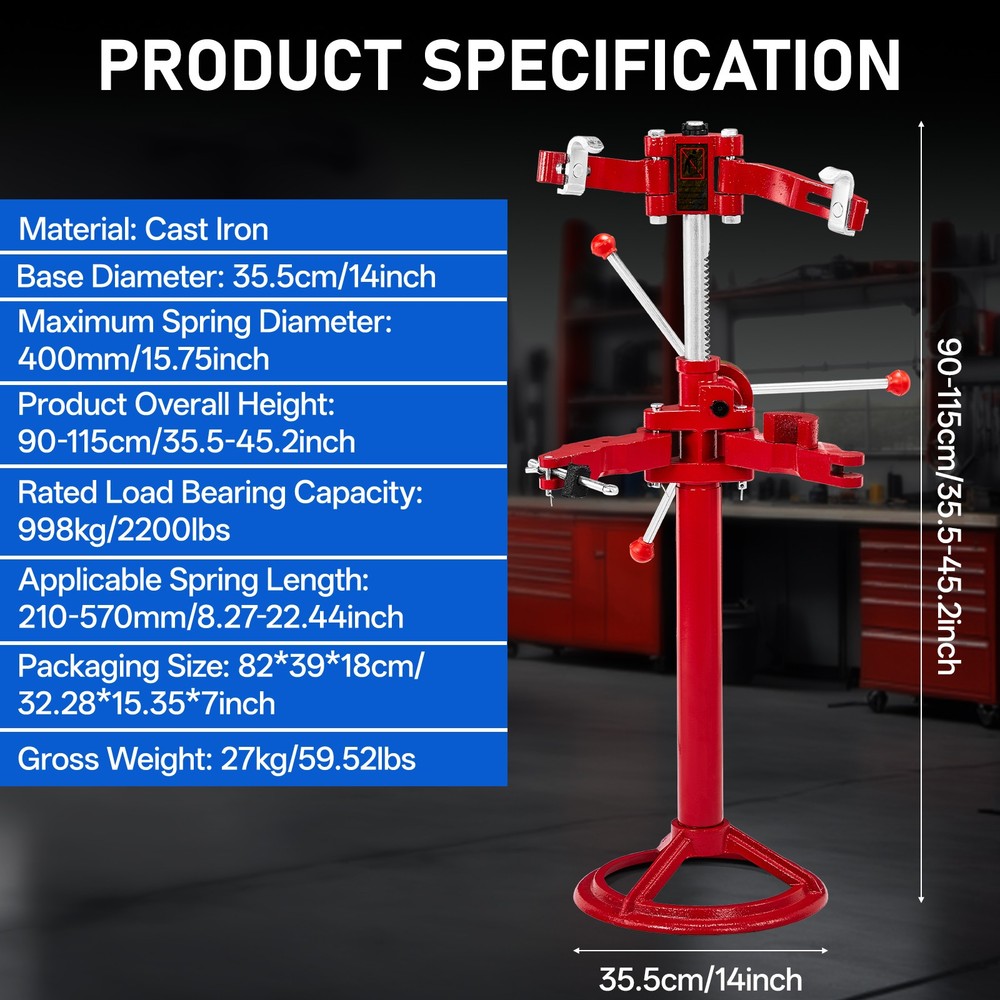 2200lbs Vehicle Auto Spring Compressor Hand Operate Spring Removal RED