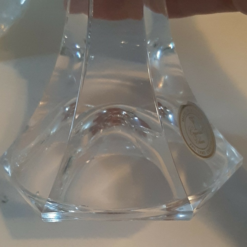 2 Lead Crystal 24% Clear Candlesticks Holders Austrian