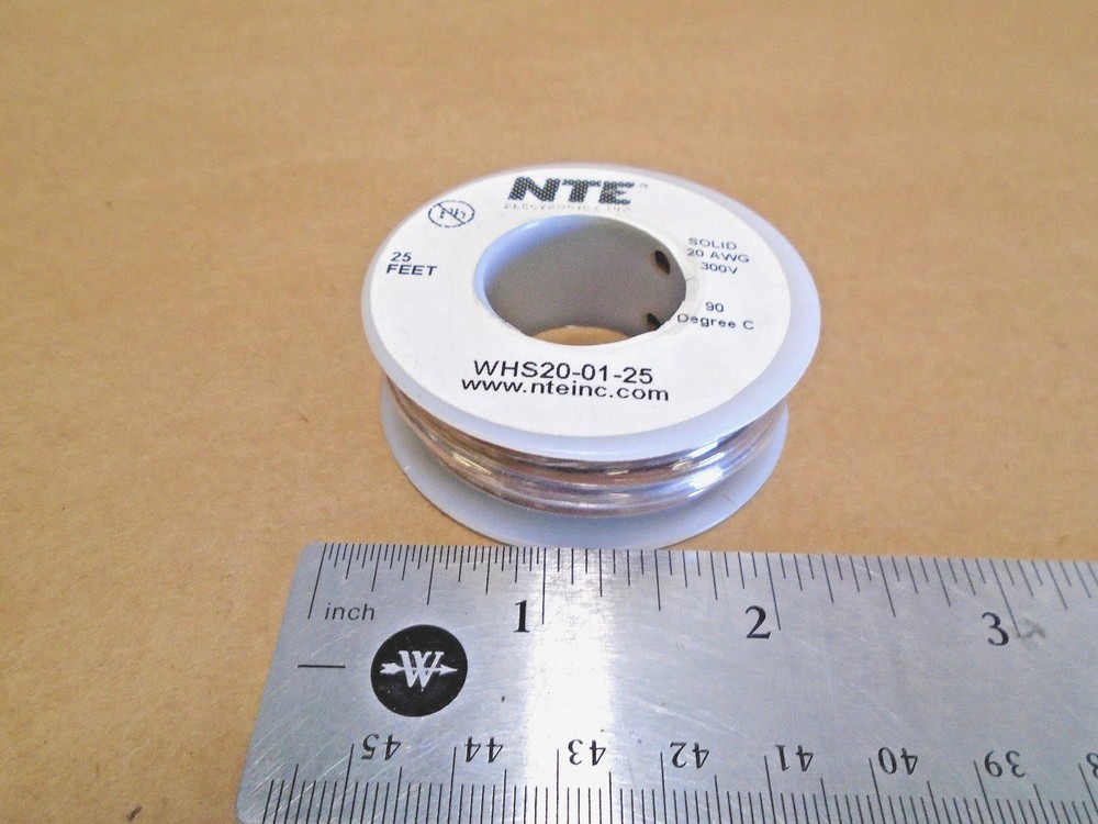 ( 25 FT Spool ) NTE WHS20-01-25 ( 20 AWG ) Solid Hook Up Wire 300V ( Brown )