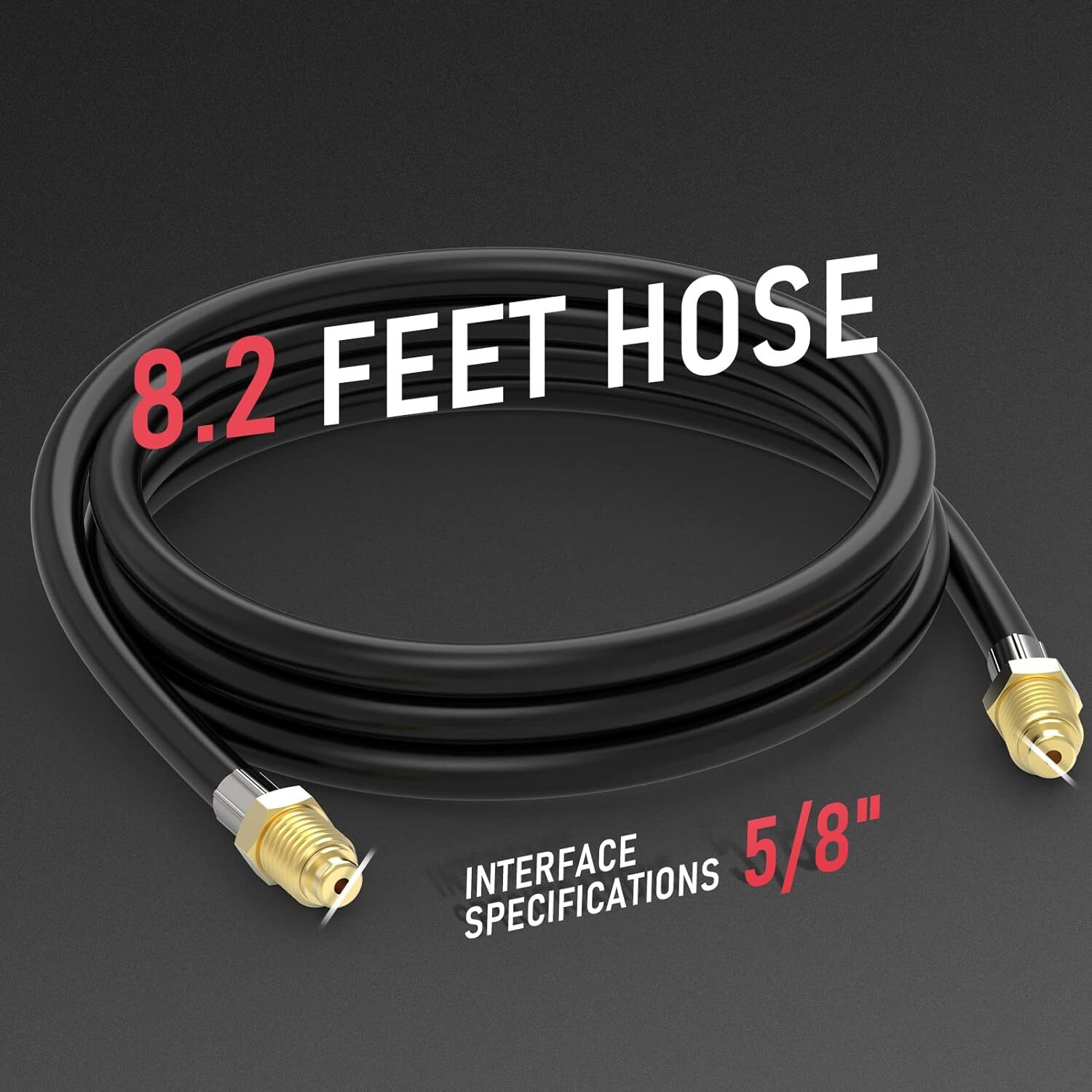 Inert Gas Welding Hose 8.2 ft,5/"8 UNF-18RH Fittings, 200PSI Working Pressure