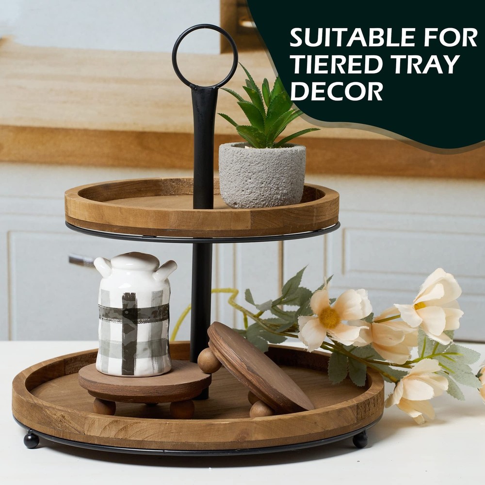 Defined Deco Mini Wood Risers for Display, Small 5"Round Rustic Pedestal Display