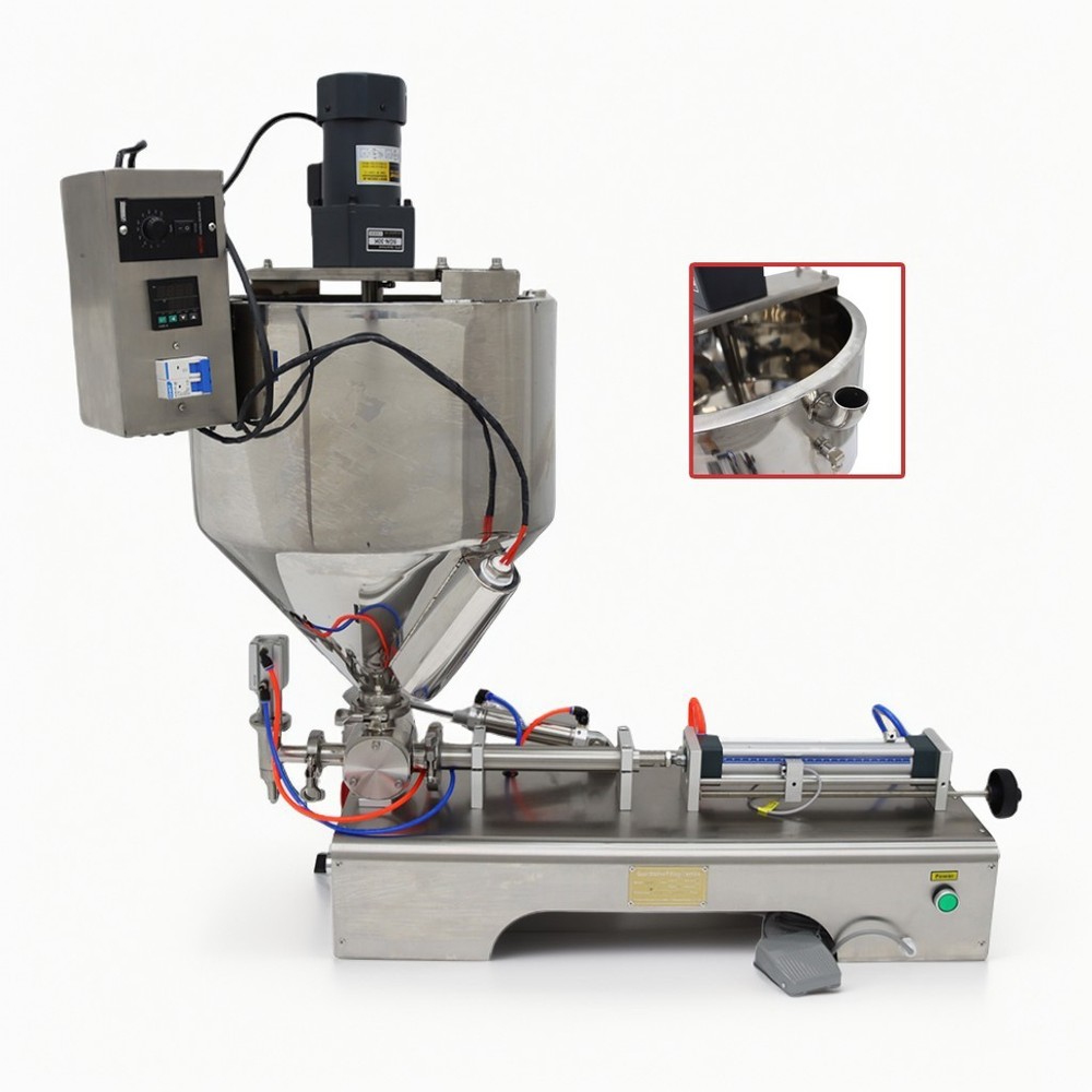 Pneumatic Paste Liquid Heating Stirring Filling Machine Single Nozzle 10-100ml