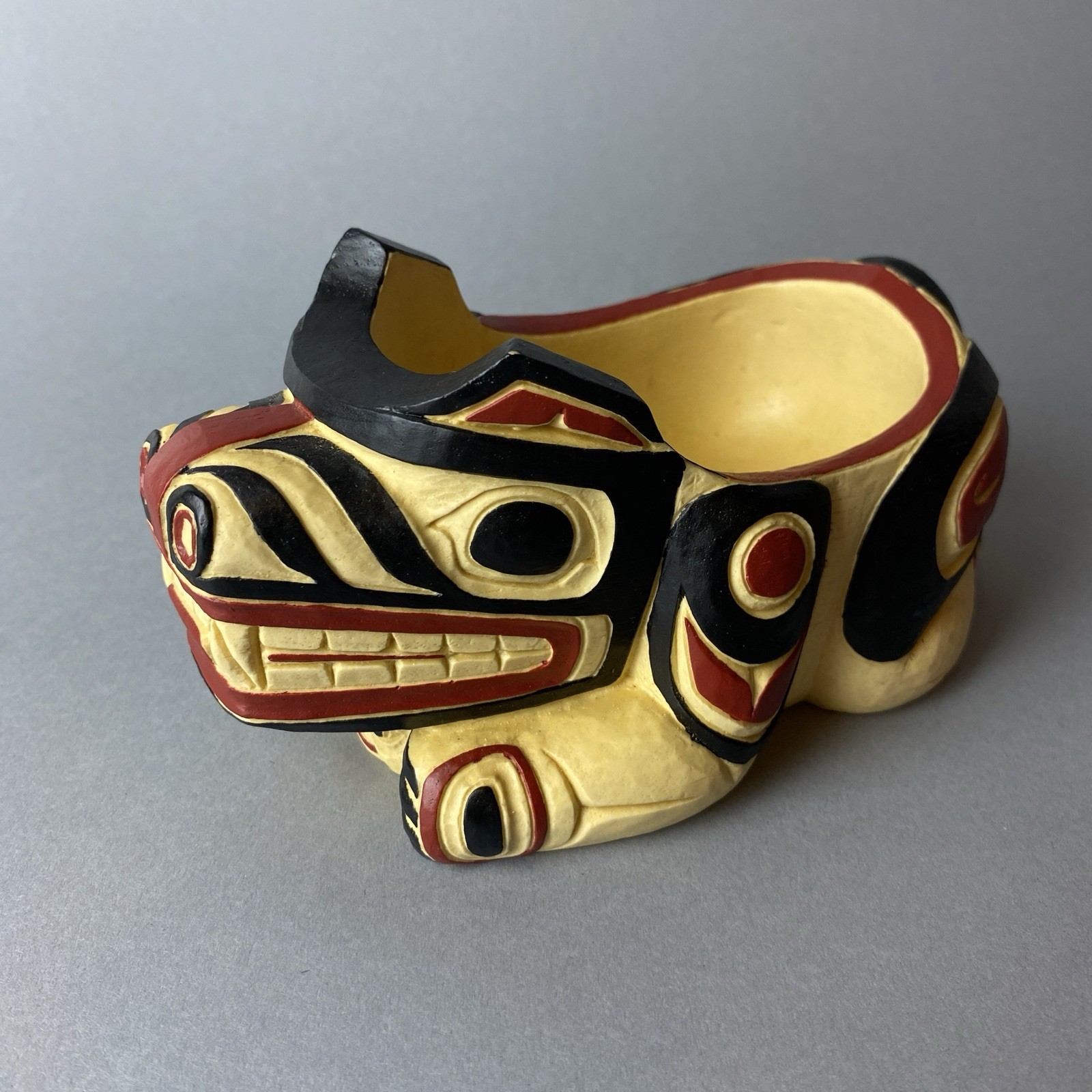 Potlatch Bowl Bear BOMA Hand Painted Art Northwest Coast First Nations Canada