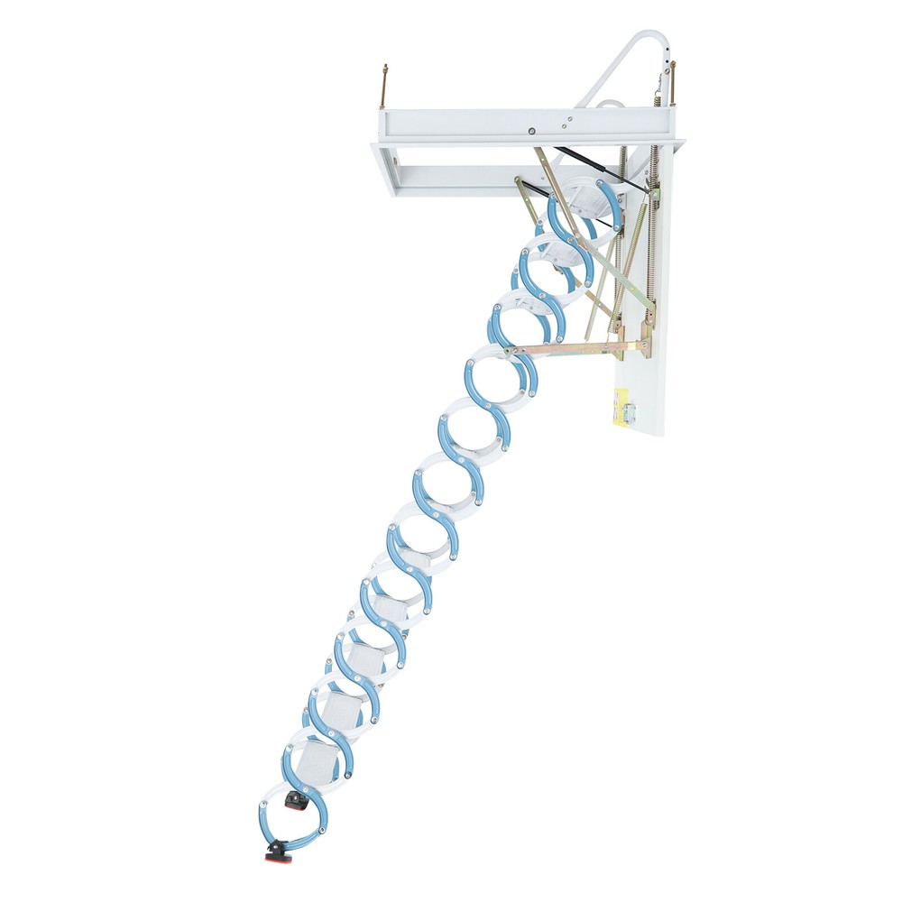 12 Steps Attic Ladder Pull Down Attic Stairs Folding Ladder Ceiling Mounted 10ft