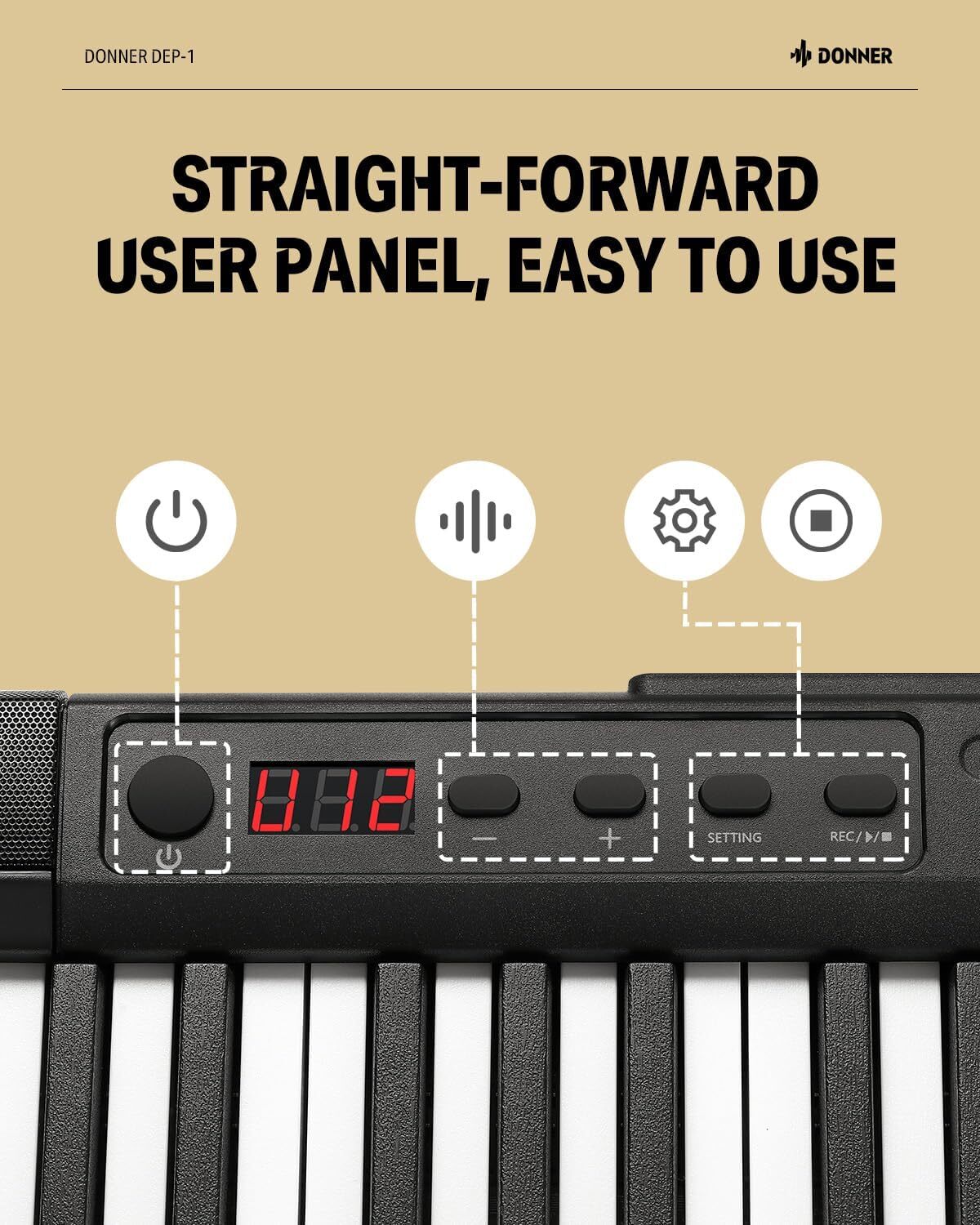 Donner DEP-1 Digital Piano Keyboard 88 Key With Sustain Pedal Carry Bag 128 Tone