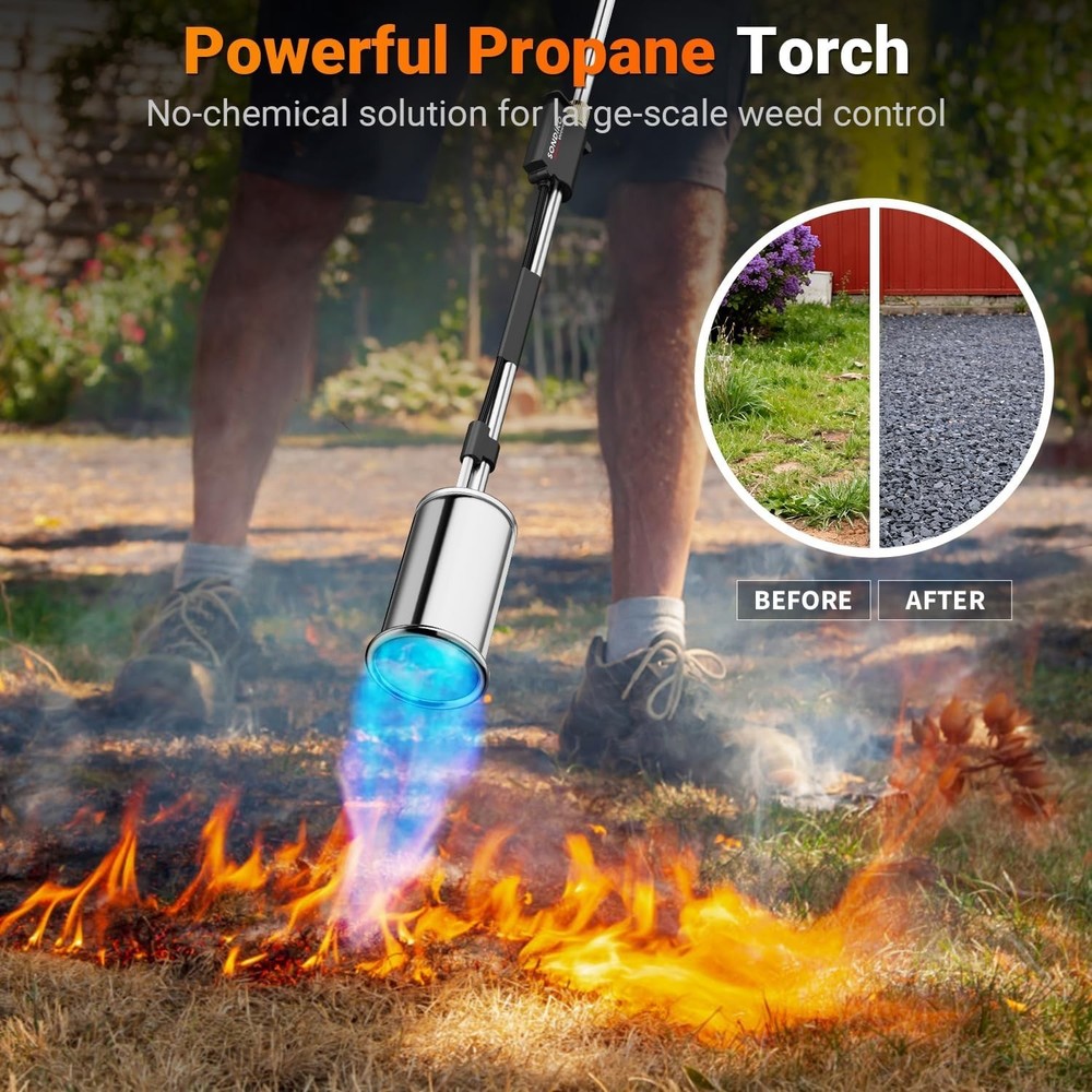 30-Inch Long Arm Weed Torch with High Temperature Output for Efficient Weeding