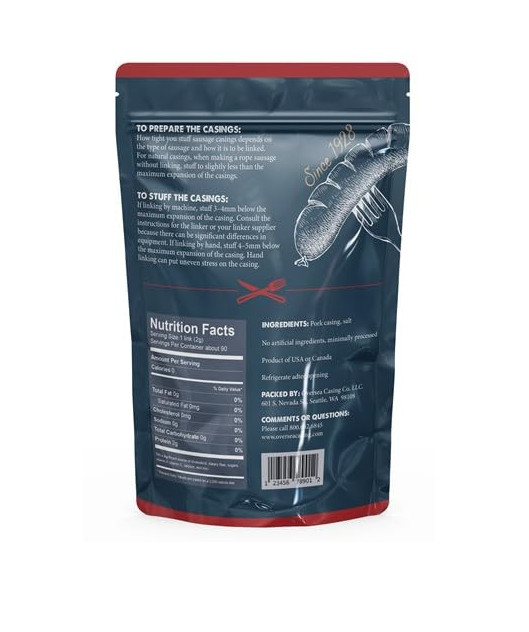 Natural Hog Casings, Edible Sausage Skins for Meat Processing - All Natural 8 oz