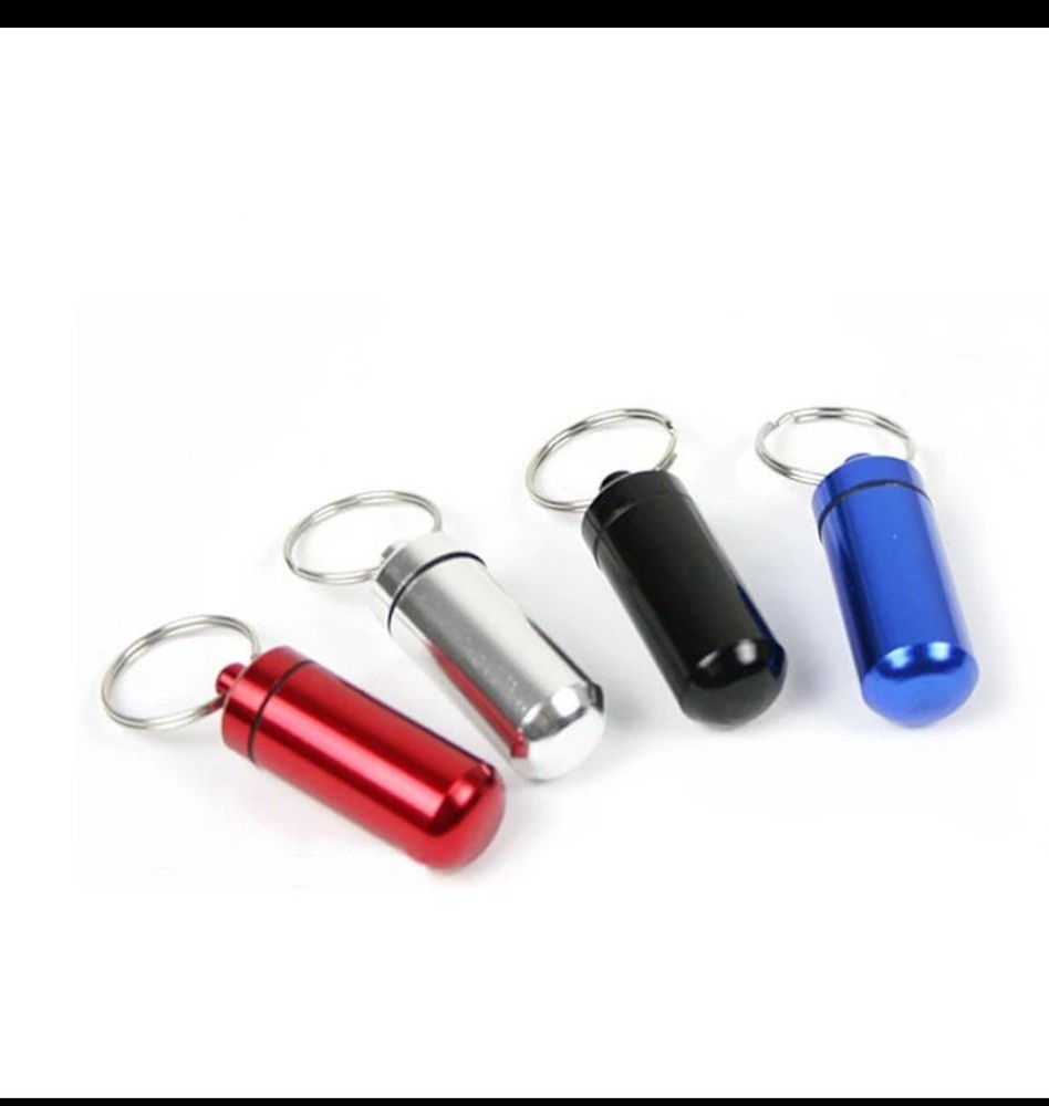 2pc Waterproof Aluminum Mini Pill Holder Container Keychain M4