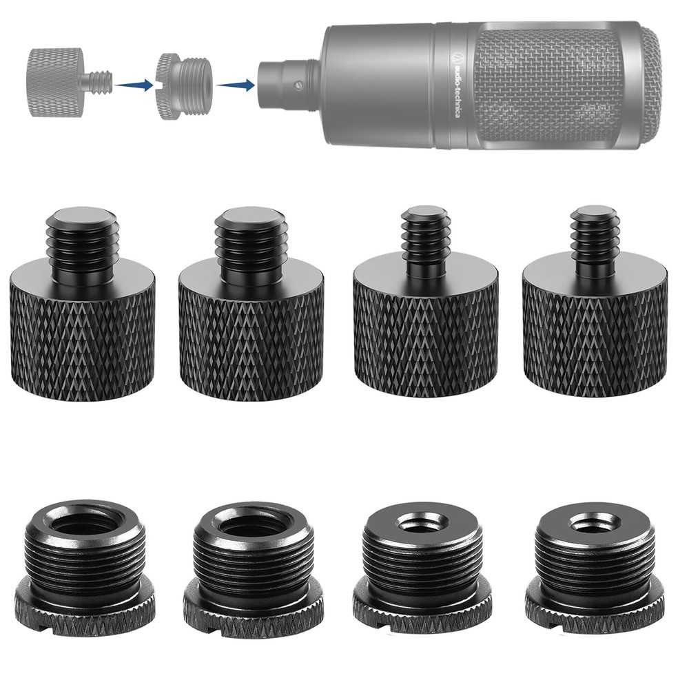 Microphone Stand Adapter Set 8 Pieces for Various Thread Sizes and Tripod Use