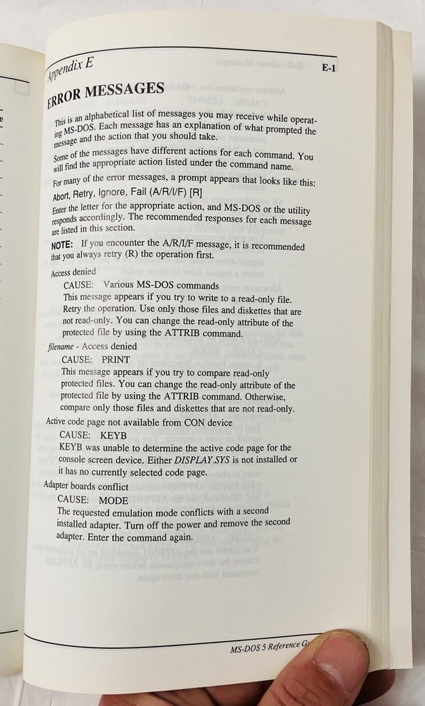 MS-DOS Version 5 Reference Guide Compaq Vintage Softcover User Manual PC DOS VG