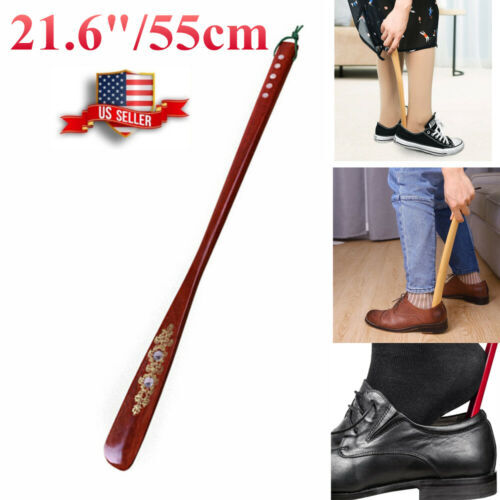Extra Long Shoe Horn Tool Wood Handle 21.5" Shoehorn For Daily Aid Stick Boots