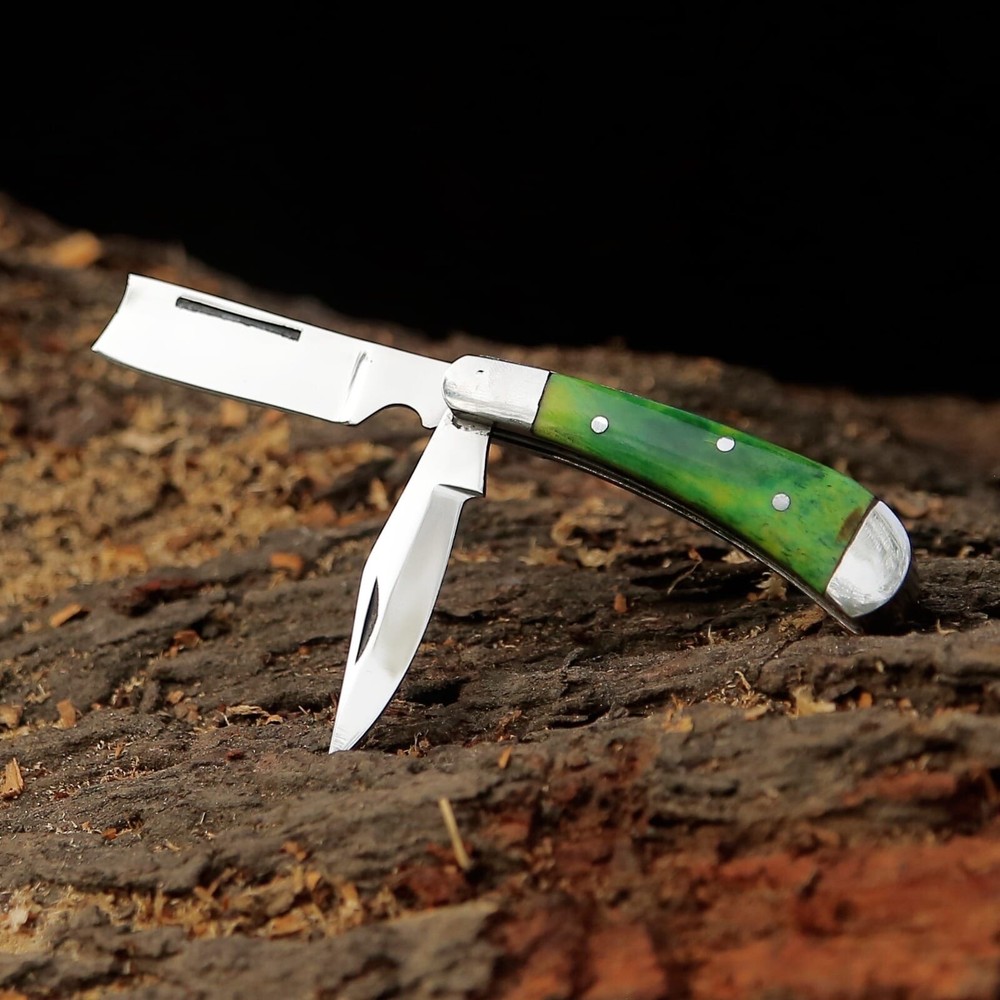 Two Blade Folding / Pocket Knife with ( Camel Bone Handle )