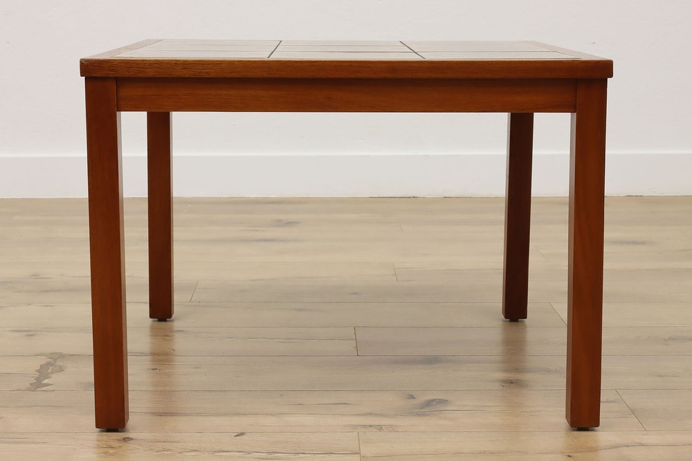 Midcentury Modern Vintage Teak & Ceramic Tile Coffee Table #54592