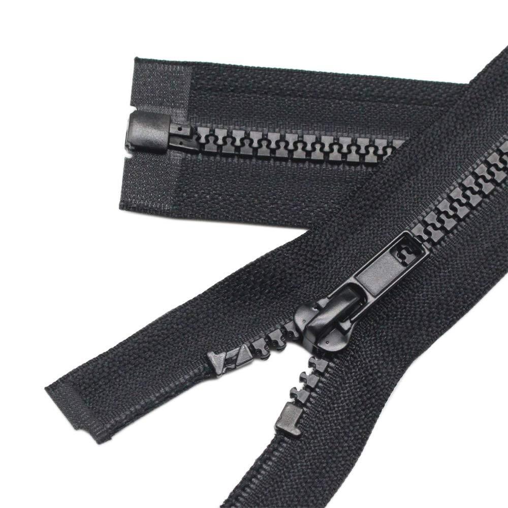 2pcs 32" #5 Separating Jacket Zippers Black Molded Plastic Sewing Coats