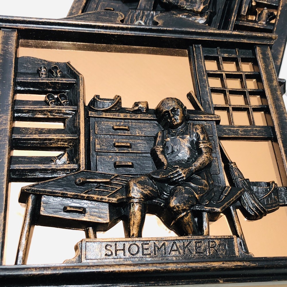 Vintage Coppercraft Guild 3D Wall Art Rustic Copper Smith Carpenter Shoemaker