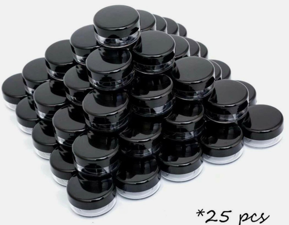25pcs Sample Containers 3g Black Containers with Lids