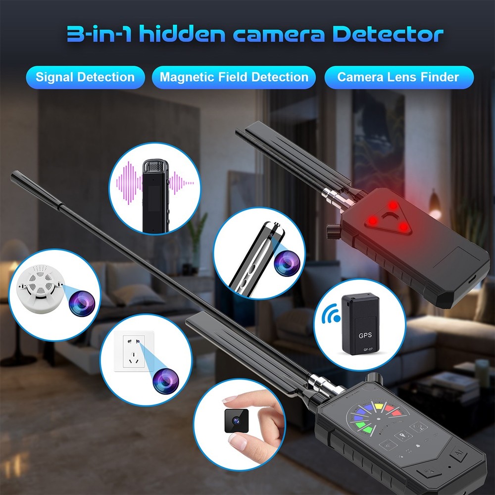 Anti-Spy Camera Wireless RF Detector GSM Bug GPS Tracker Finder Scanner Device#