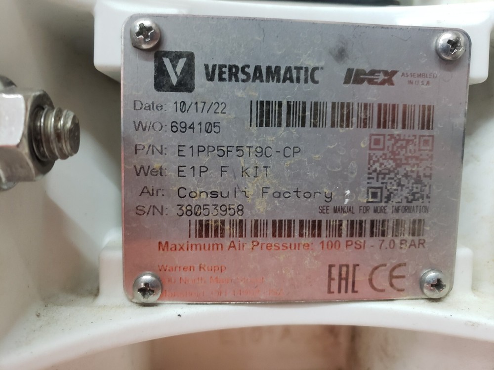Versamatic Diaphragm Pump E1PP5F5T9C-CP Warren Rupp