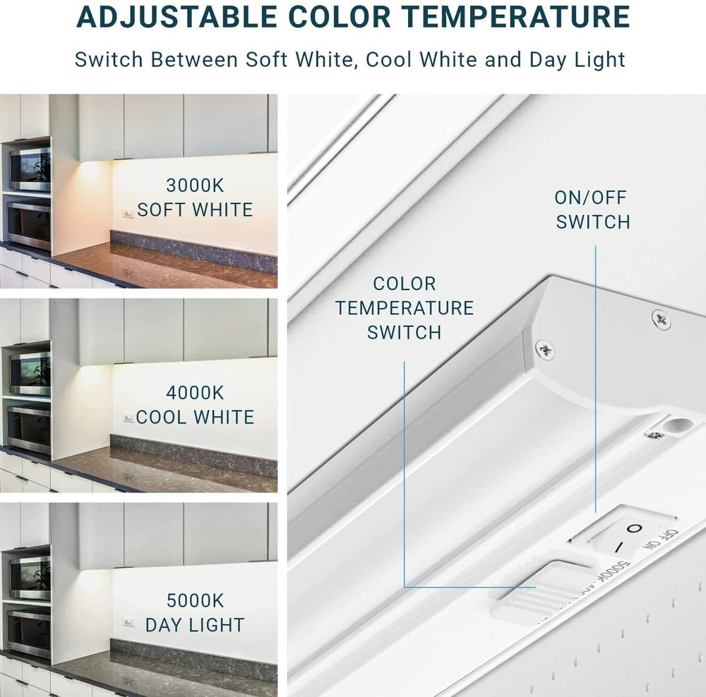 PARMIDA LED 16" Under Cabinet Light 3CCT Hardwired Dimmable Kitchen Counter