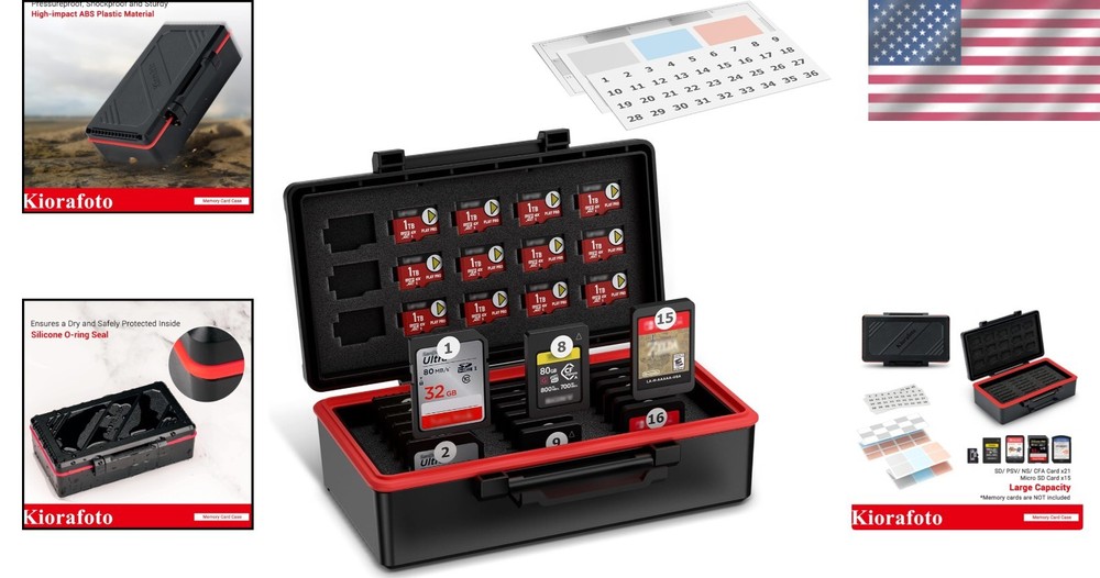 Durable Vertical Memory Card Organizer - Holds 36 Cards, Includes Stickers
