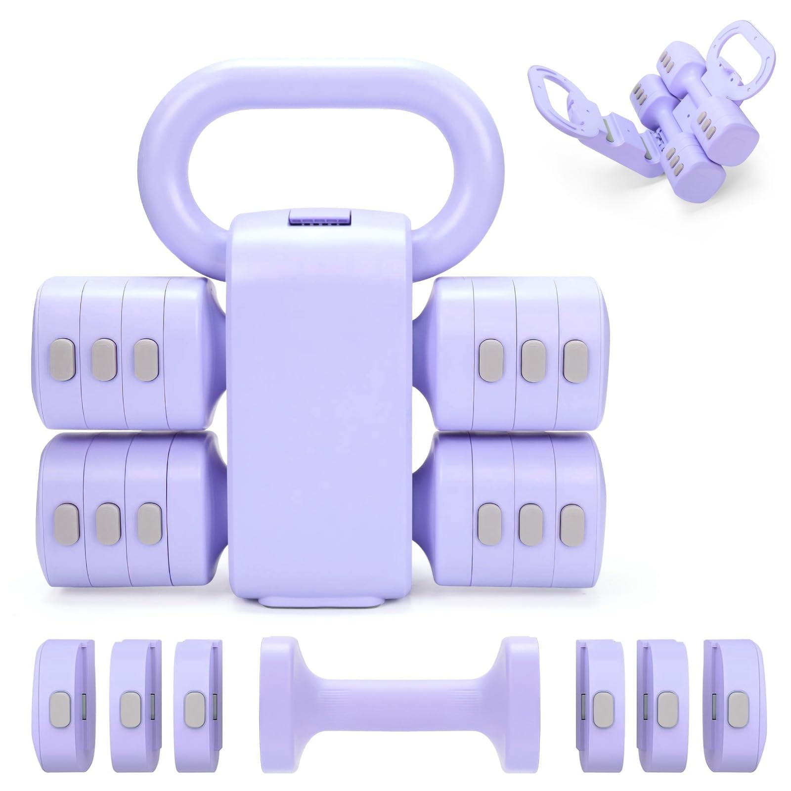 Adjustable 2-in-1 Convertible Kettlebell & Dumbbells Set, 4 in 1 Free Weights...