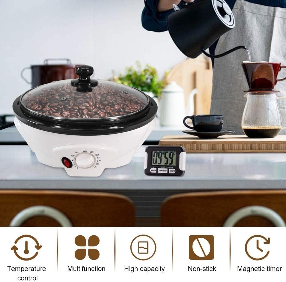 Versatile Home Coffee Bean Roaster with Automatic Mixing Rod - Precise Roasting