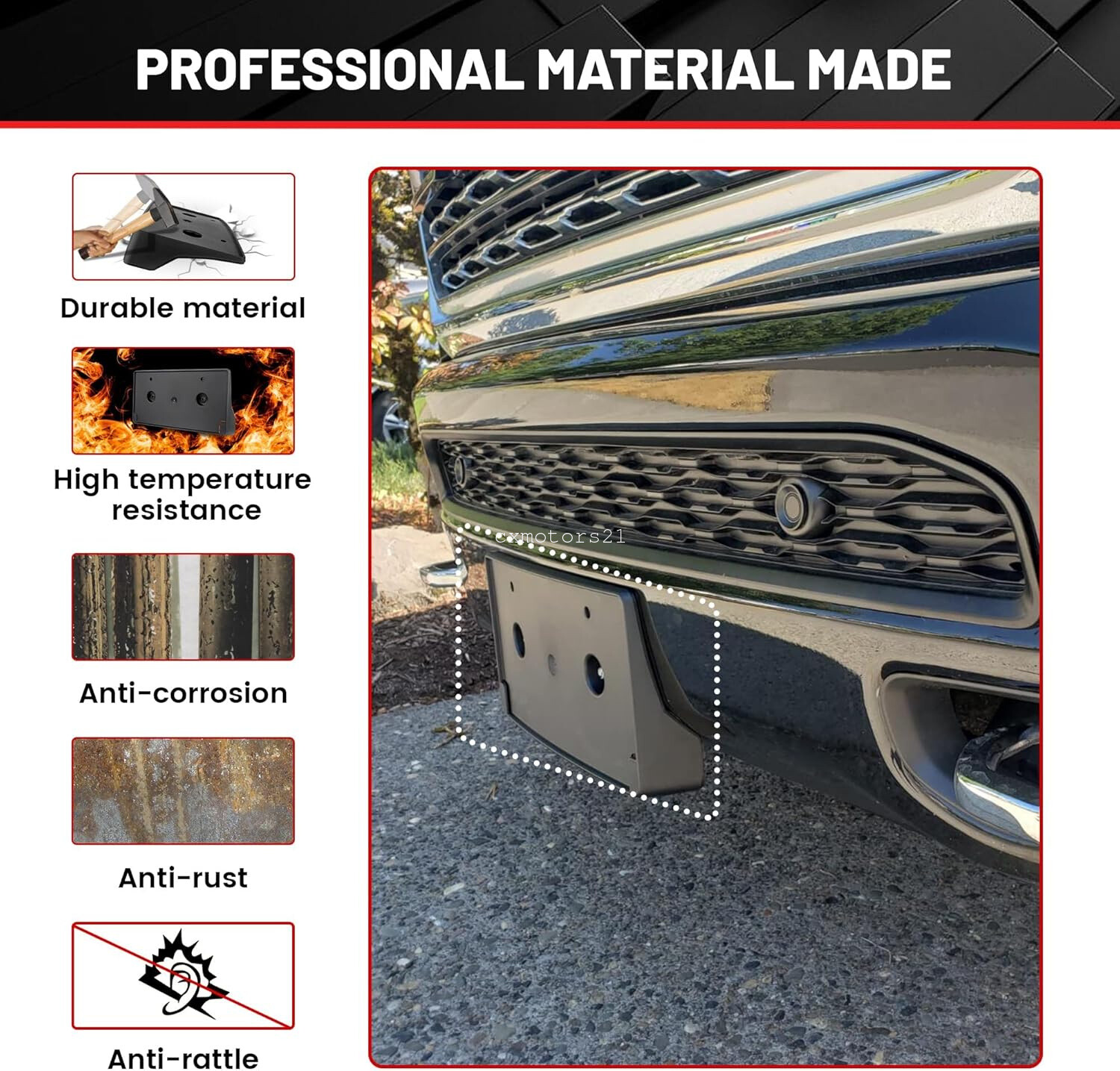 Front License Plate Bracket Screws Kit For 2019-24 DODGE RAM 1500 with DT Bumper