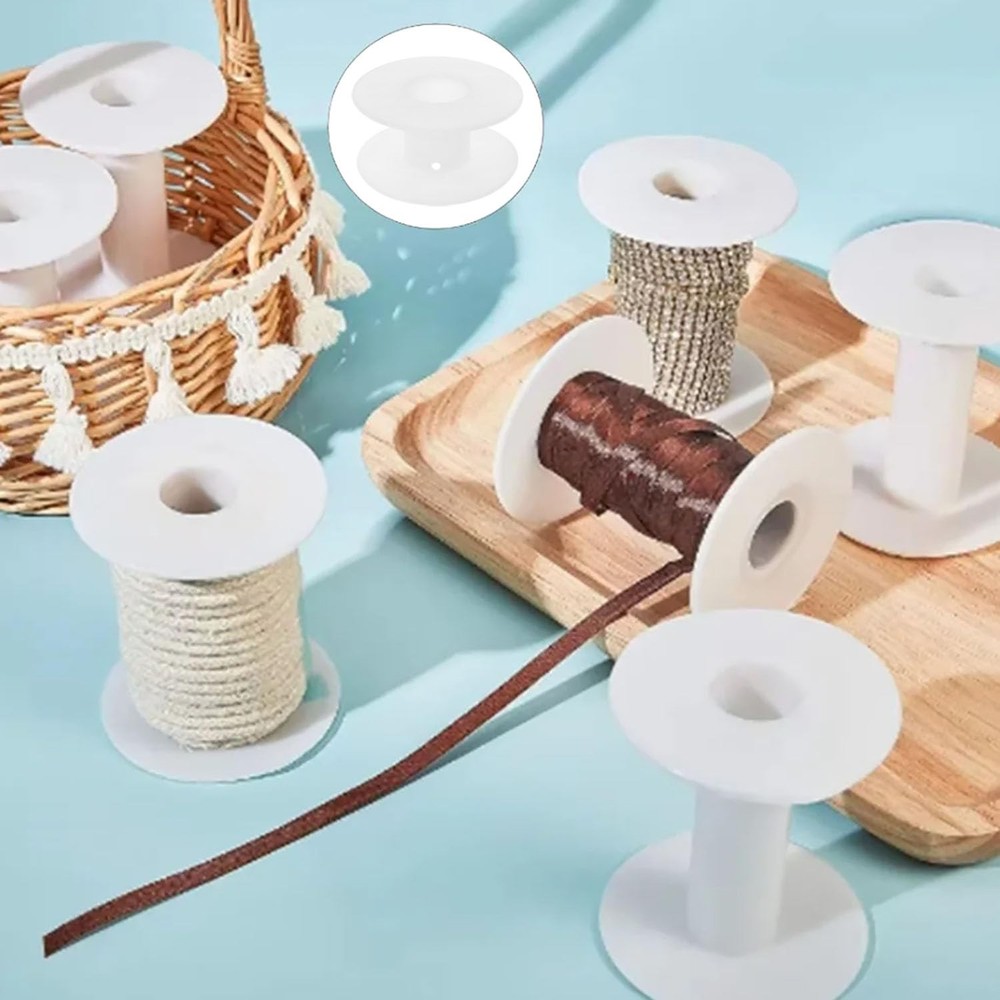 Plastic Empty Spool 34mm/1.88inch White Empty Thread Spools for Sewing Embroi...