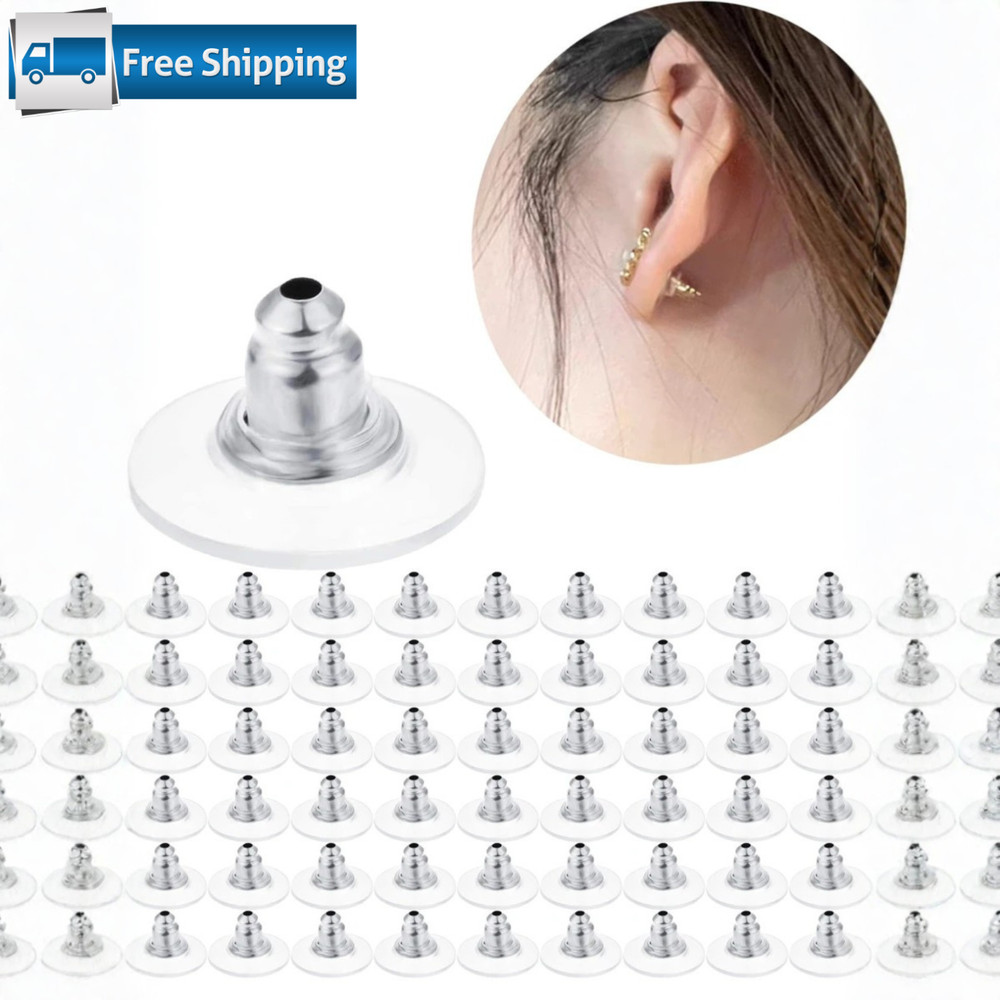 50pcs Earring Backs Backing Ear Plugs Earring Safety Backs For Studs, Fish Hooks