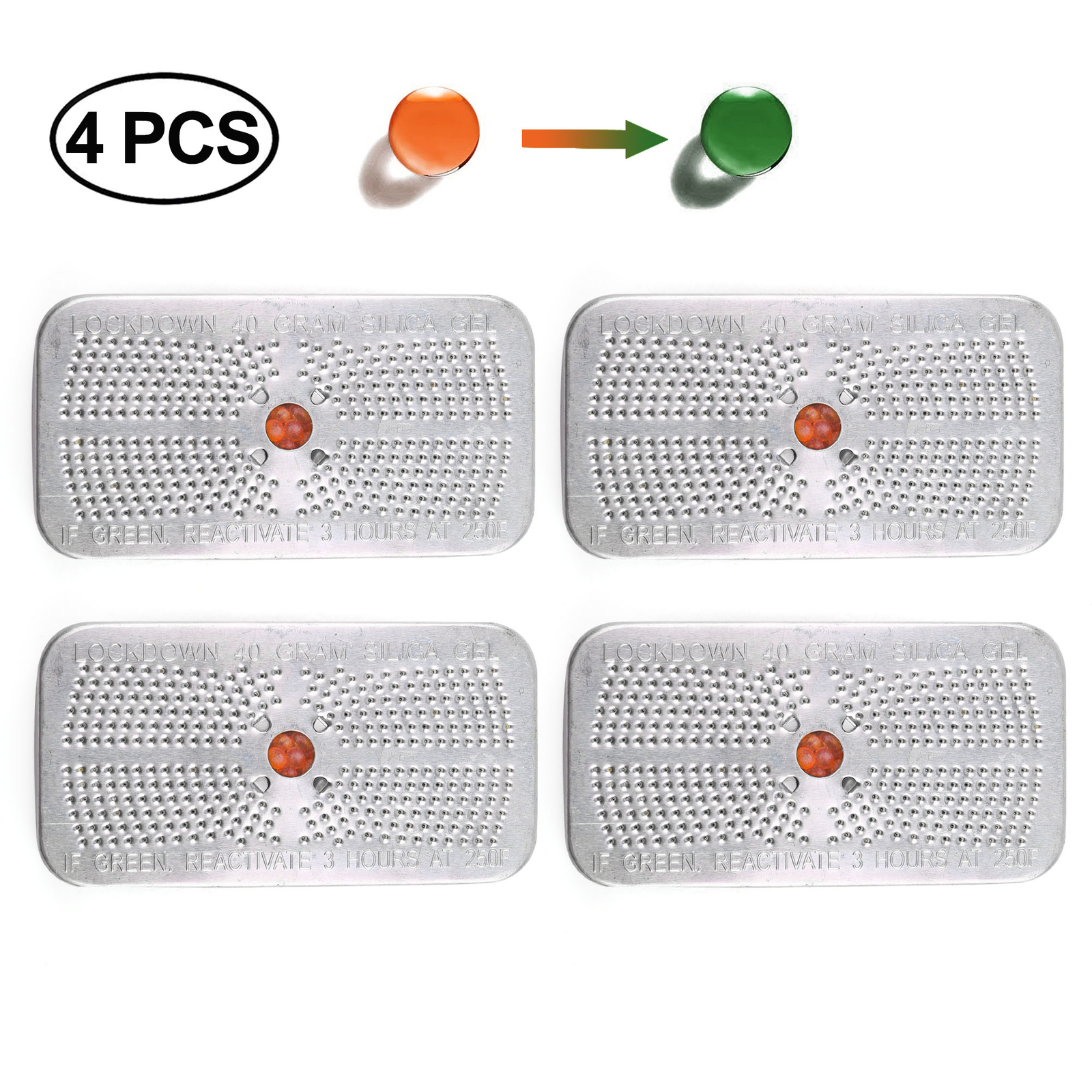 Reusable Silica Gel Desiccant Beads Dehumidifier Canister Safe 40 Gram 4 Packs