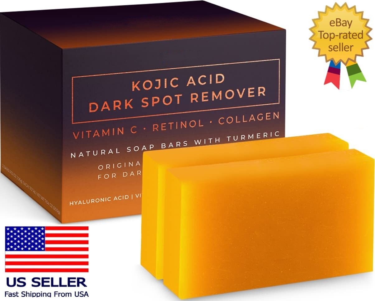 Pure Vital Kojic Acid Dark Spot Remover Soap Bars with Vitamin C, Retinol,2 Pack