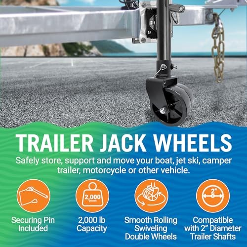 Trailer Jack Wheel Replacement, 2000 lb Capacity, Two Wheels 2000LB Capacity