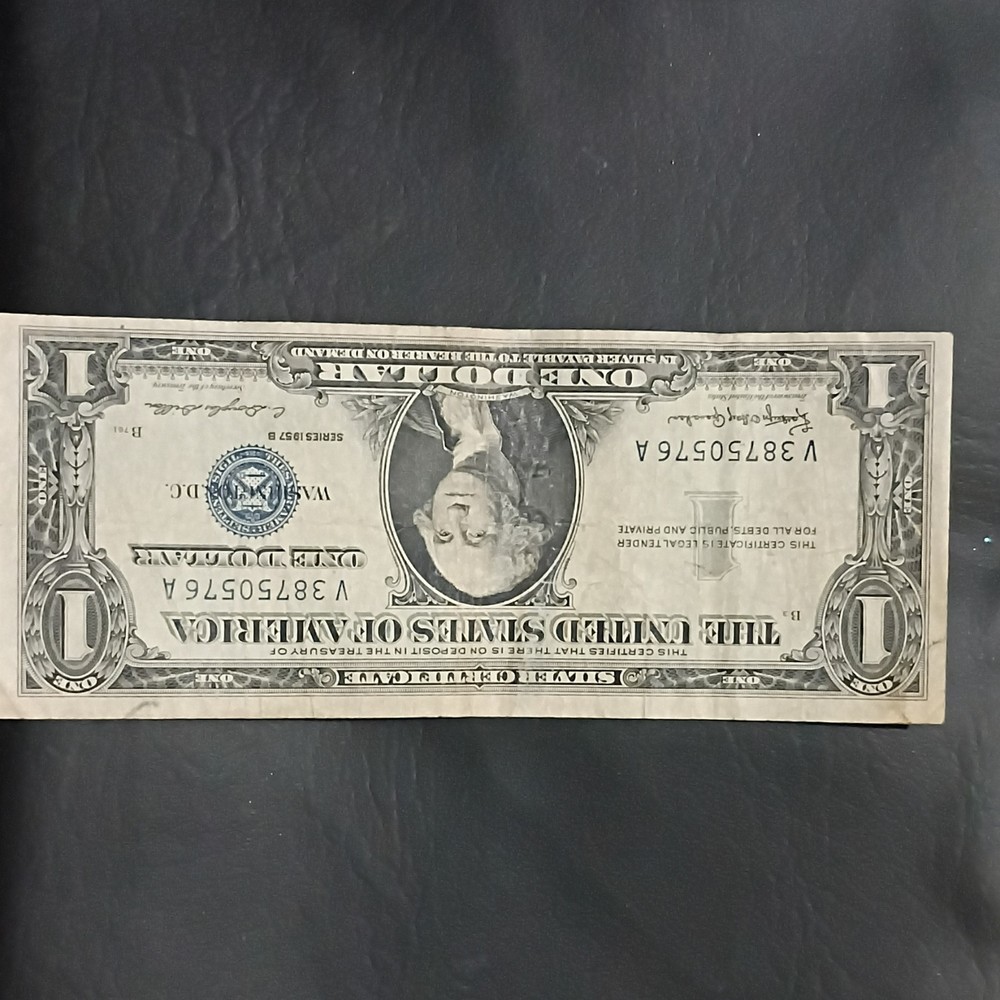 $1 Silver Certificate Error Note Upside Down Major Printing Blue Seal US Dollar